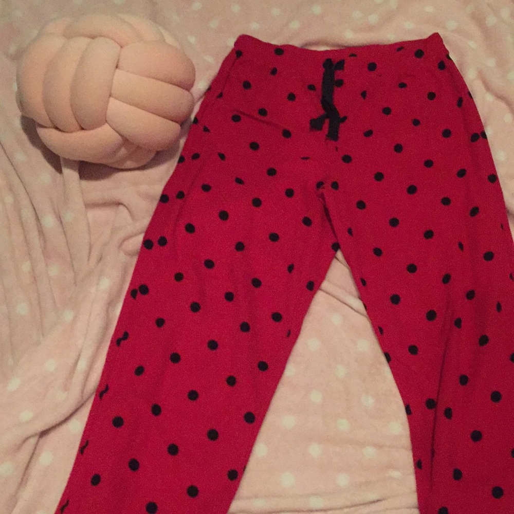 Red and black polka dot pjs